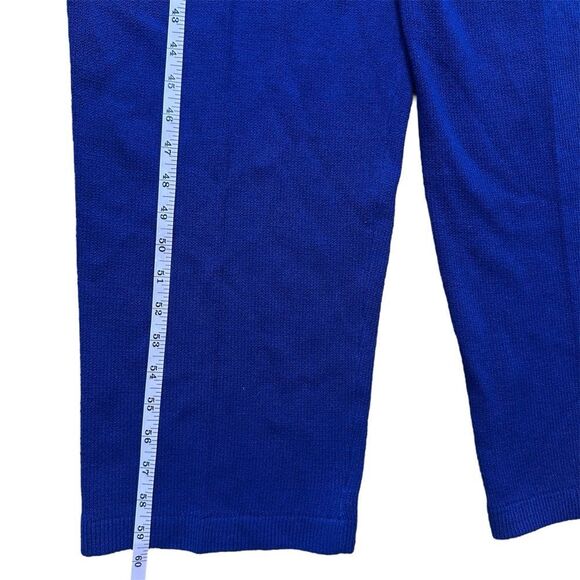 ST. JOHN Size 14 Royal Blue Made In USA Rhinestone Trimmed Knit Jumpsuit Pockets - Picture 16 of 16